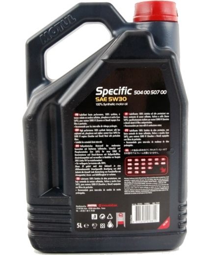 Моторное масло MOTUL Specific 504.00 -507.00 5W-30 VW 5л (ЗАМЕНА 101476) Фото 5
