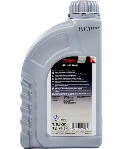 Моторное масло FUCHS TITAN GT1 5W-40 1л Фото 2