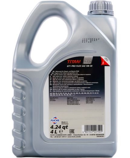Моторное масло FUCHS TITAN GT1 PRO FLEX 5W-30 4л Фото 3