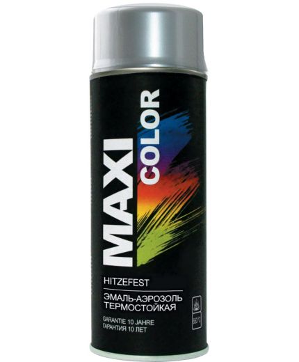 MAXI COLOR Эмаль-аэрозоль термостойкая серебристая 400мл Фото 3