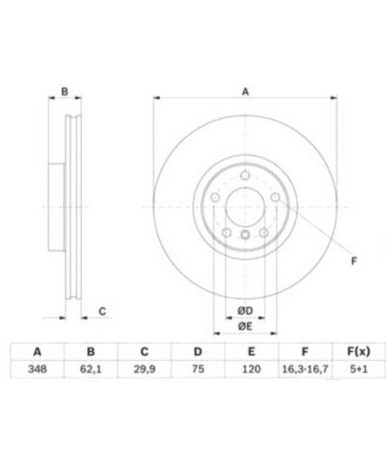 BOSCH Тормозной диск передний Фото 6