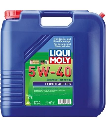 Моторное масло LIQUI MOLY Масло Leichtlauf HC7 5W-40 20л