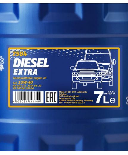 Моторное масло MANNOL Diesel Extra 10W-40 CH-4/SL ESTER 7л Фото 3