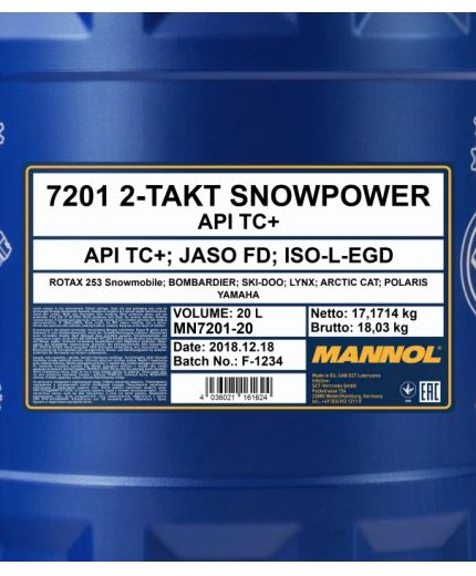 MANNOL 2 -Takt Snowpower TC+ 20л Фото 2