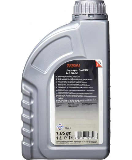 Моторное масло FUCHS TITAN Supersyn LONGLIFE 0W-30 1л Фото 2