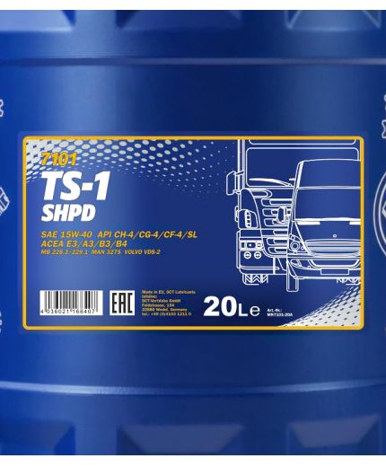 Моторное масло MANNOL TS-1 15W-40 SHPD CH-4/CG-4/CF-4/SL 20л Фото 2