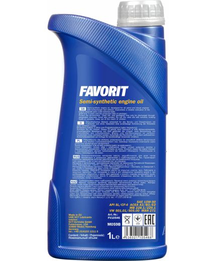 Моторное масло MANNOL Favorit 15W-50 SL/CF-4 1л Фото 3