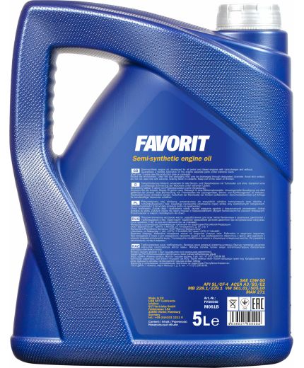 Моторное масло MANNOL Favorit 15W-50 SL/CF-4 5л Фото 3