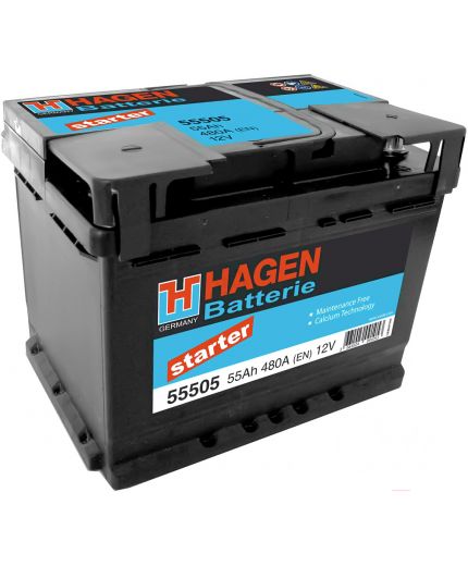 HAGEN Аккумулятор Starter 55505 480А (55 А/ч) Фото 3