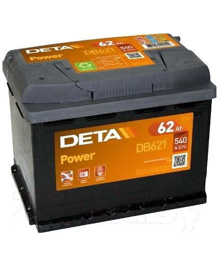 DETA Аккумулятор Power DB621 540А (62 А/ч) Фото 2