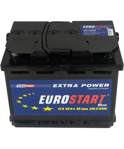 Eurostart Аккумулятор Blue 6CT-60 480А (60 А/ч) Фото 6