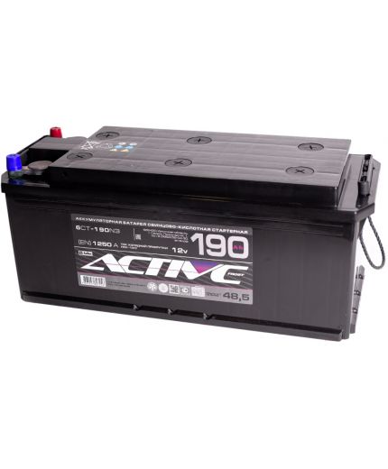 АкТех Аккумулятор ActiveFrost 6СТ-190N3 под болт 1250А (190 А/ч)