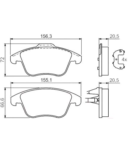 BOSCH Колодки дисковые передние
