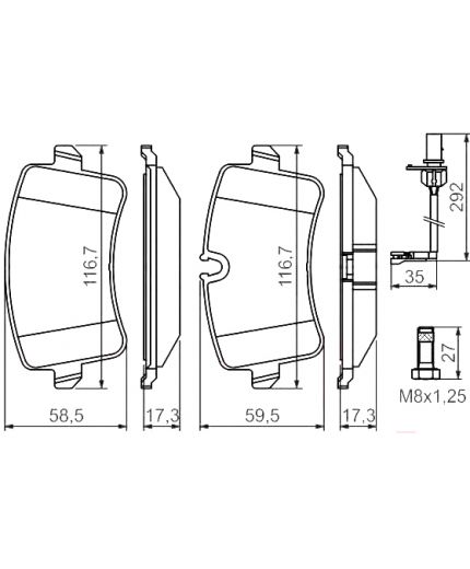 BOSCH Колодки дисковые задние