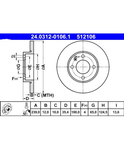 ATE Тормозной диск передний Фото 3