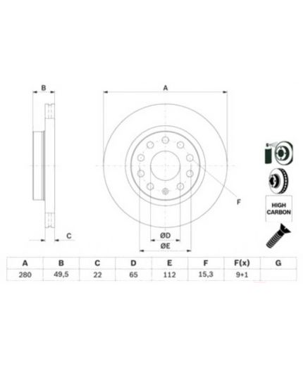 BOSCH Тормозной диск передний Фото 6