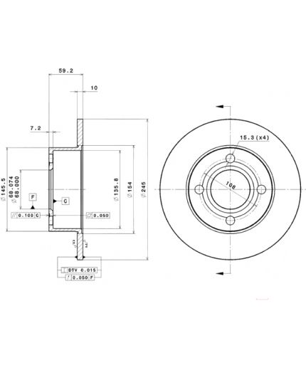 BREMBO Тормозной диск задний Фото 3