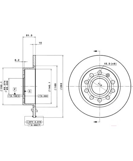 BREMBO Тормозной диск задний с покрытием Фото 2