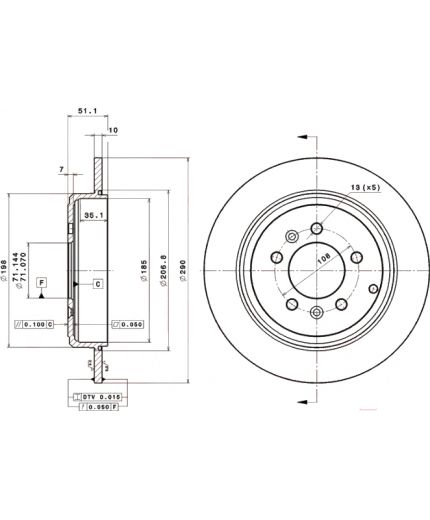 BREMBO Тормозной диск задний с покрытием Фото 2