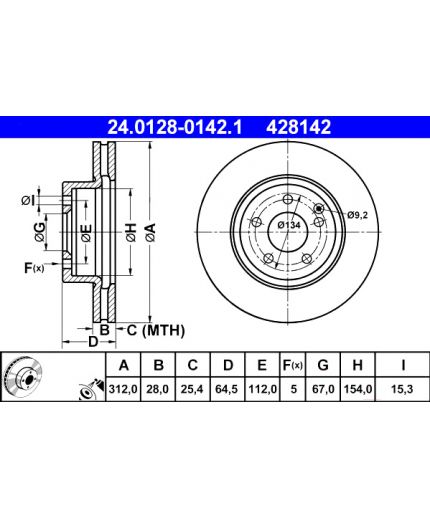 ATE Тормозной диск передний Фото 3