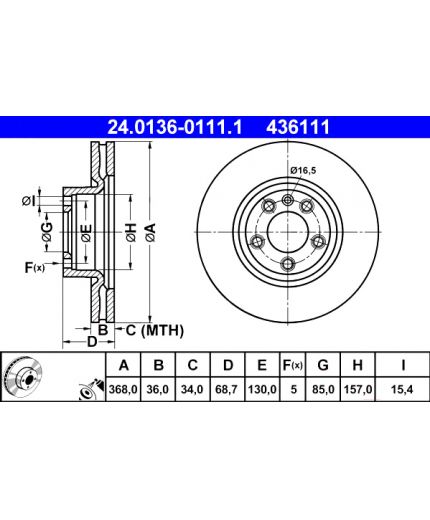 ATE Тормозной диск передний Фото 3