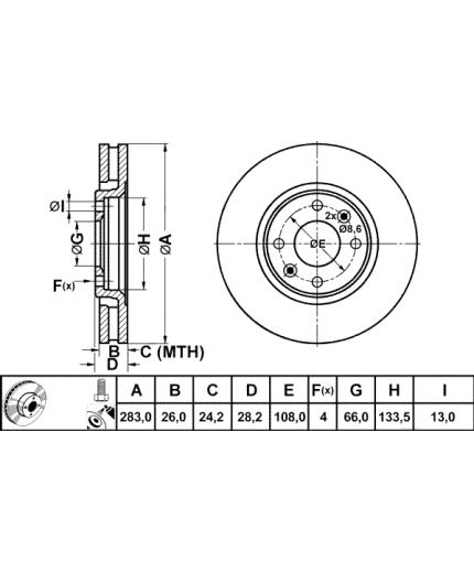 ATE Тормозной диск передний Фото 2
