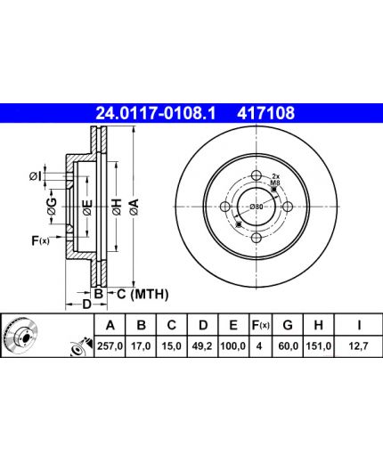 ATE Тормозной диск передний Фото 2