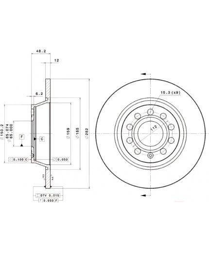 BREMBO Тормозной диск задний Фото 3