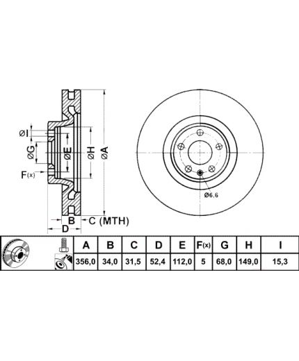 ATE Тормозной диск передний Фото 3