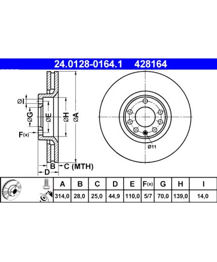 ATE Тормозной диск передний Фото 3