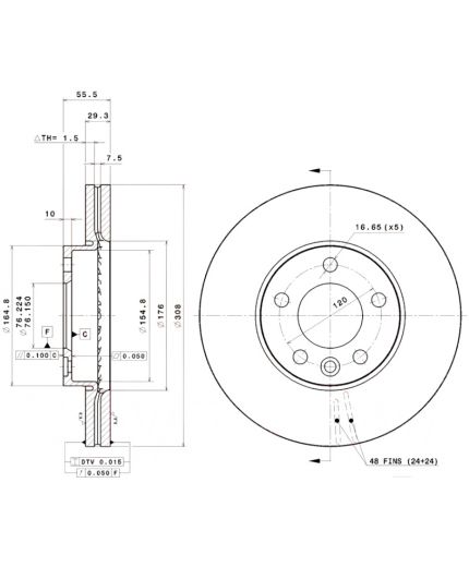 BREMBO Тормозной диск передний Фото 3