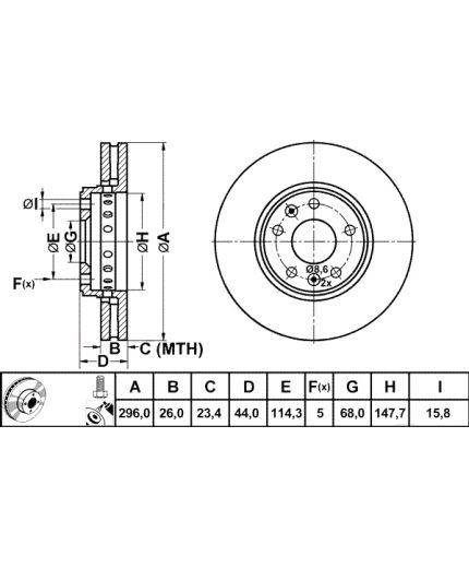 ATE Тормозной диск передний Фото 3