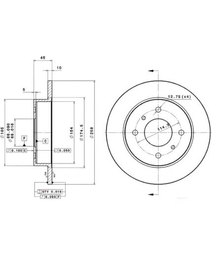 BREMBO Тормозной диск задний Фото 3