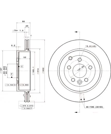 BREMBO Тормозной диск задний Фото 3