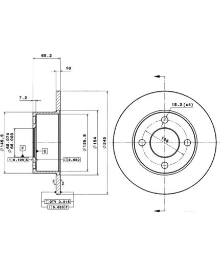 BREMBO Тормозной диск задний Фото 3