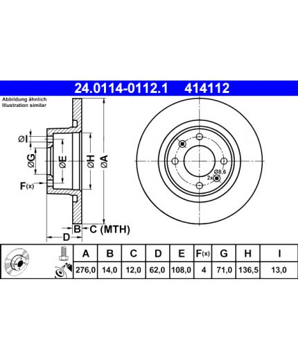 ATE Тормозной диск задний Фото 2