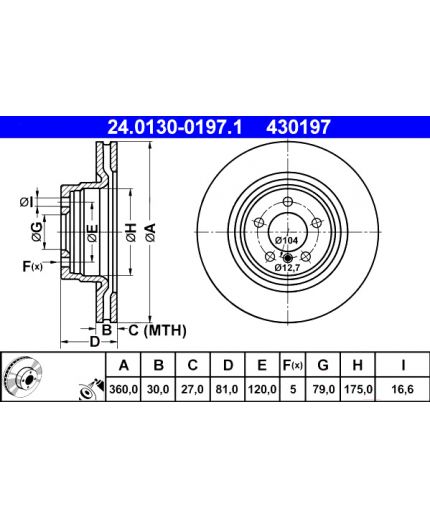ATE Тормозной диск передний Фото 3