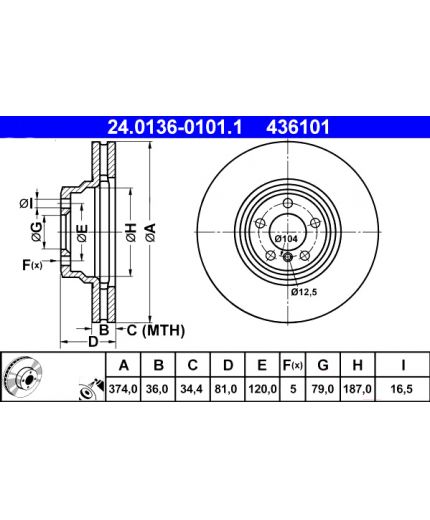 ATE Тормозной диск передний Фото 2