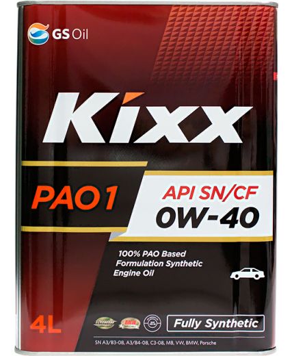 Моторное масло KIXX PAO 1 SN/CF 0W-40 4л