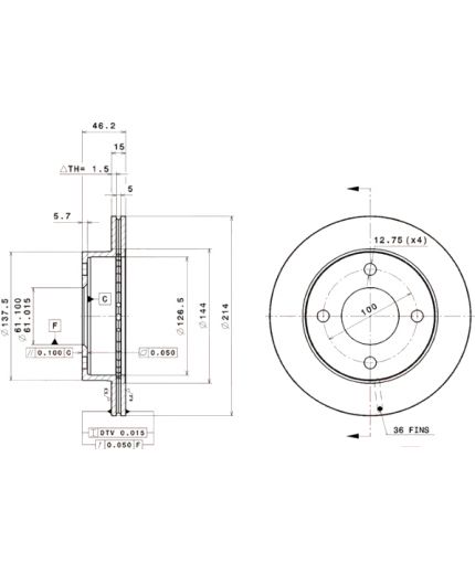 BREMBO Тормозной диск передний Фото 3