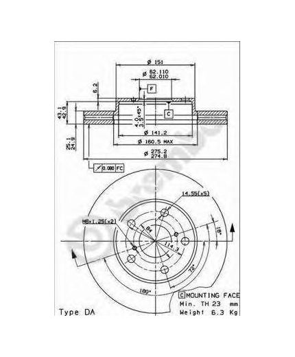 BREMBO Тормозной диск передний