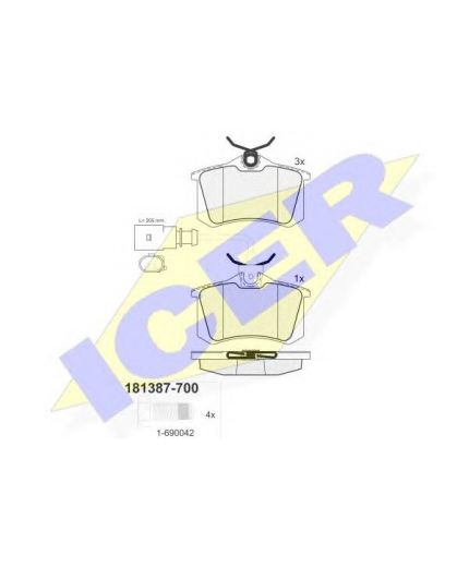 ICER Колодки дисковые задние