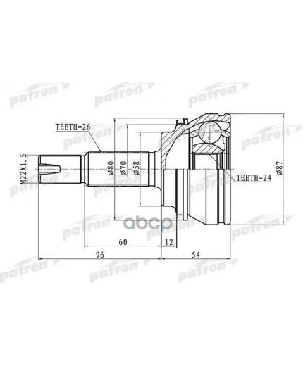 Patron ШРУС наружный без ABS 24x58x26