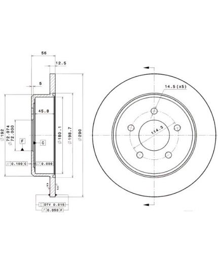 BREMBO Тормозной диск задний с покрытием Фото 2