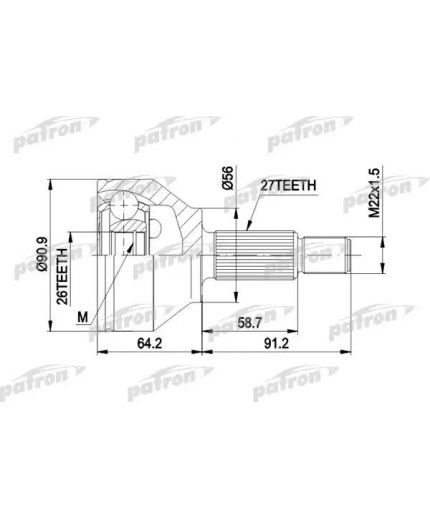Patron ШРУС наружный комплект 27x56x26