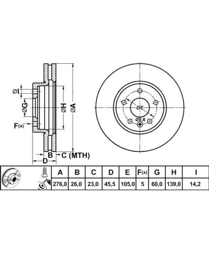 ATE Тормозной диск передний