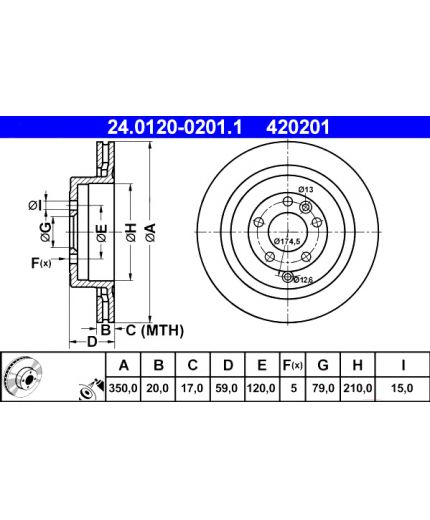 ATE Тормозной диск задний Фото 2