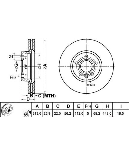 ATE Тормозной диск передний