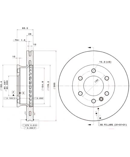 BREMBO Тормозной диск передний с покрытием Фото 2