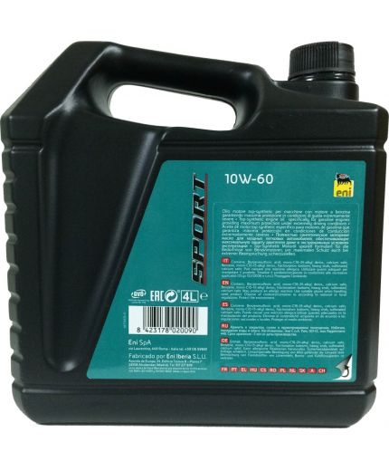 Моторное масло ENI SPORT 10W-60 4л Фото 2